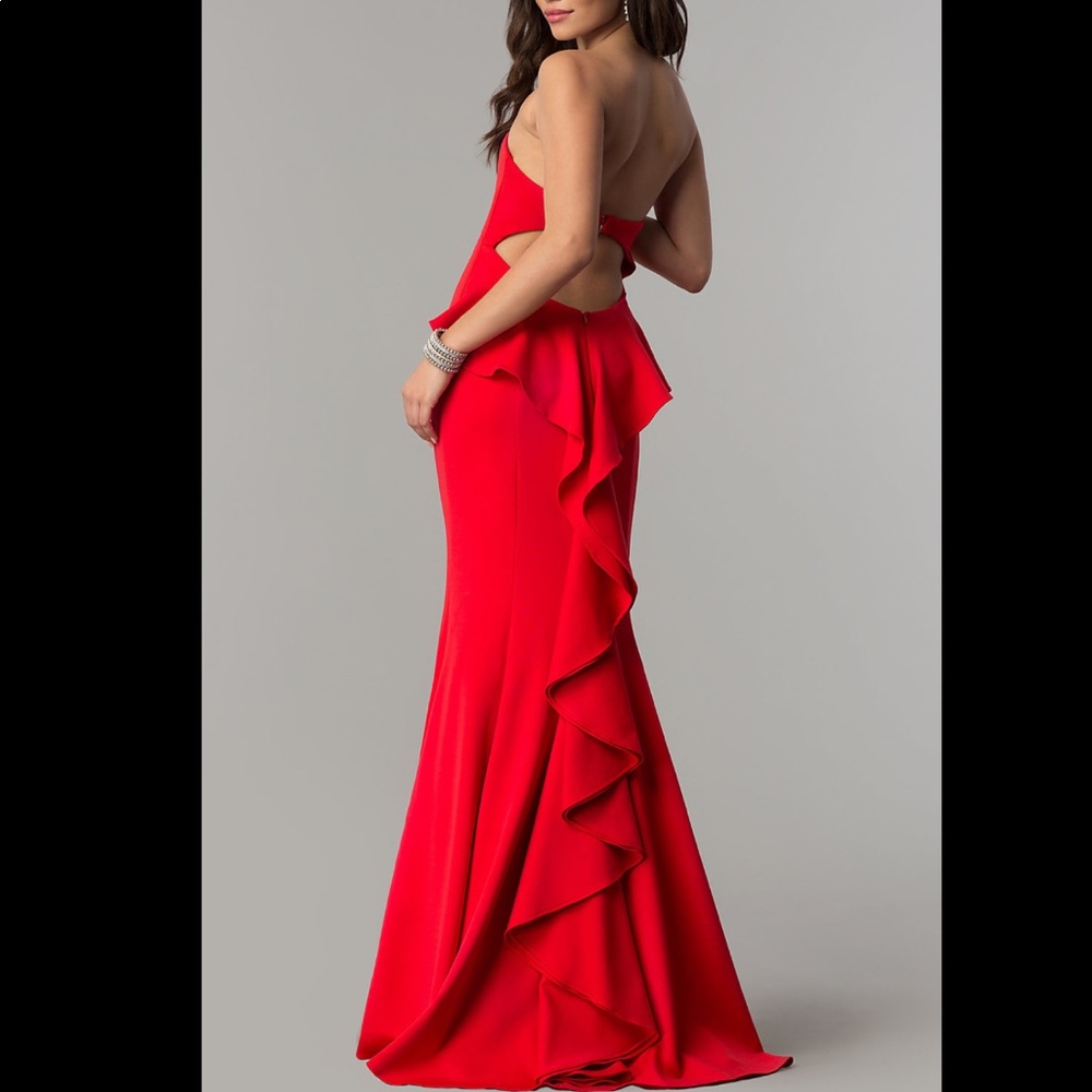 Jovani Strapless Low Ruffle Back Dress JVN58022